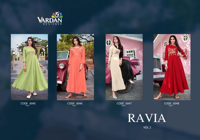 Vardan Ravia 2 Designer Fancy Festive Wear Anarkali Kurti Collection